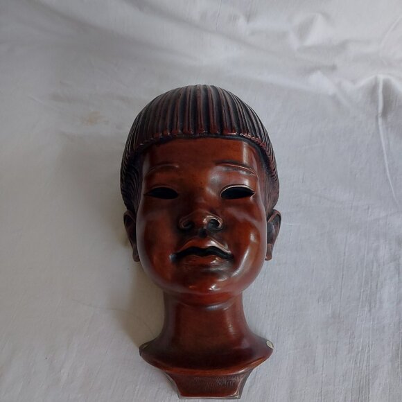 Achatit 108 African Child Tribal Mask Handcrafted Wall Art Ceramic Cultural - Picture 2 of 11